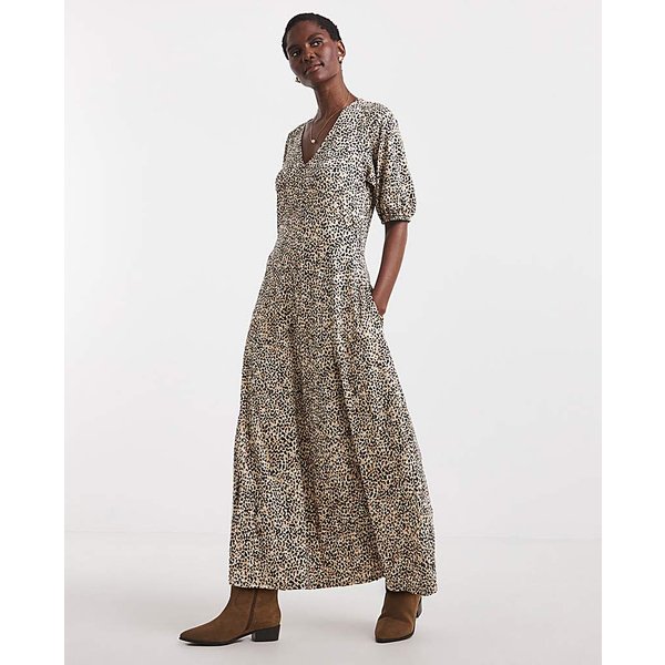 Puff Sleeve Soft Touch Jersey Dress Neutral - JD Williams - Size: 8