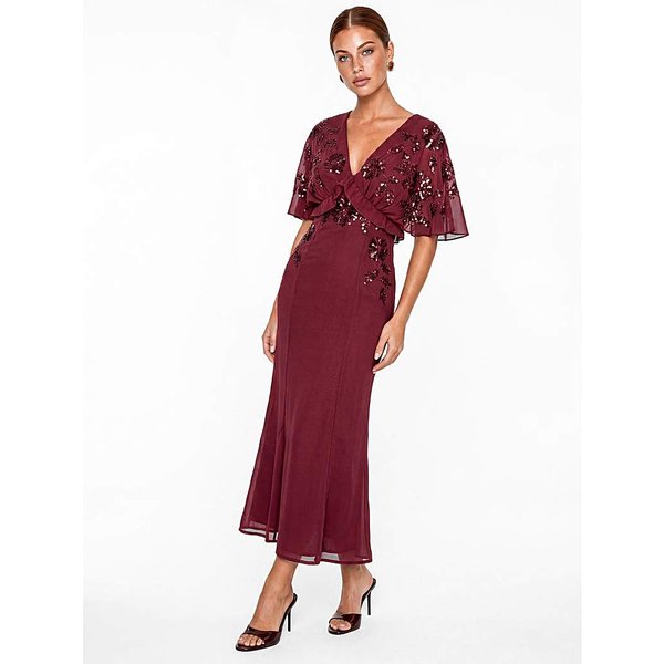 Maya Deluxe Embellished Midaxi Dress RED - Maya Deluxe - Size: 10