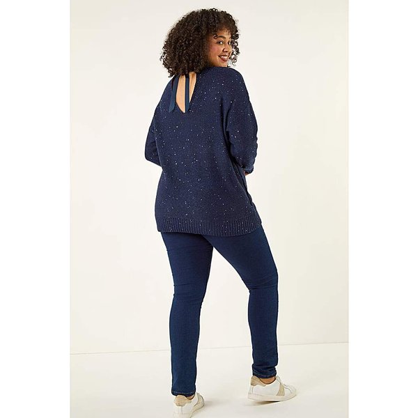 Roman Curve Hotfix Longline Knit Jumper Navy - Roman Curve - Size: 16
