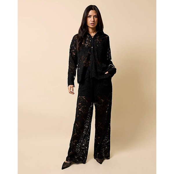 Little Mistress Black Lace Shirt Black - Little Mistress - Size: 12