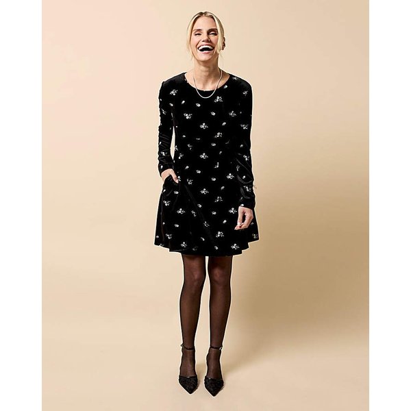 Little Mistress Black Velvet Mini Dress Black - Little Mistress - Size: 8