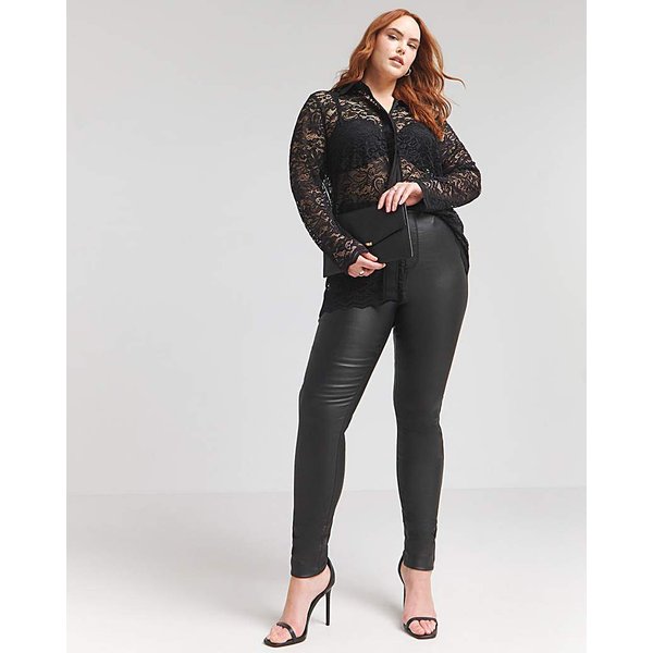 Flounce London Black Lace Shirt Black - Flounce London - Size: 10