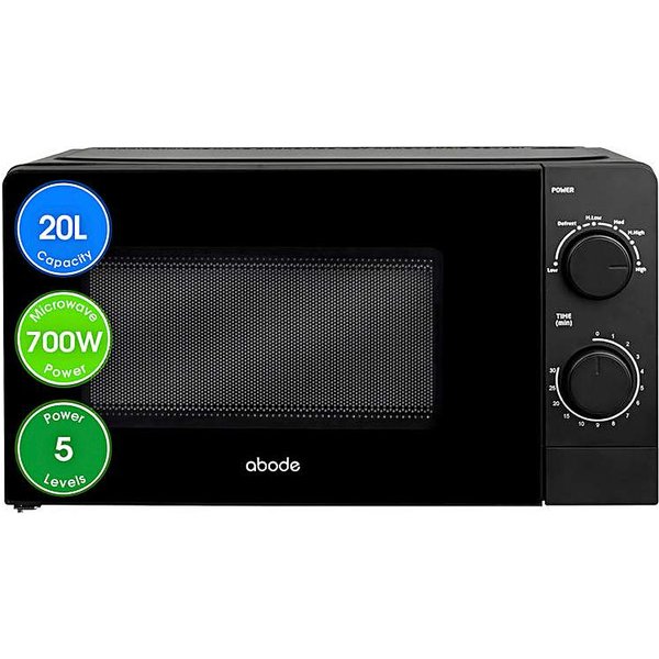 Abode 20 Litre Black Manual Microwave Black - Abode