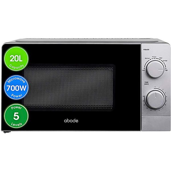 Abode 20 Litre Silver Manual Microwave Silver - Abode