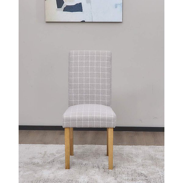 Ava Pair of Checked Dining Chairs Grey/Natural - JD Williams