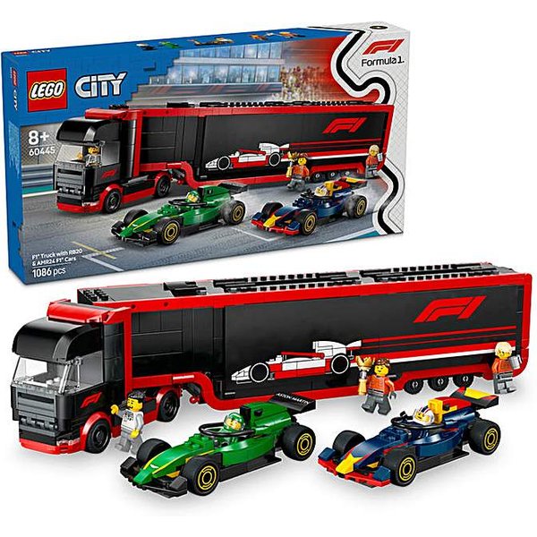 LEGO City F1 Truck With Rb20 & Amr24 F1 Cars 60445, Multi