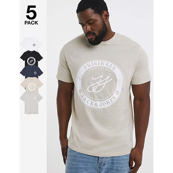 Jack & Jones Theo Logo T-Shirt 5 Pack