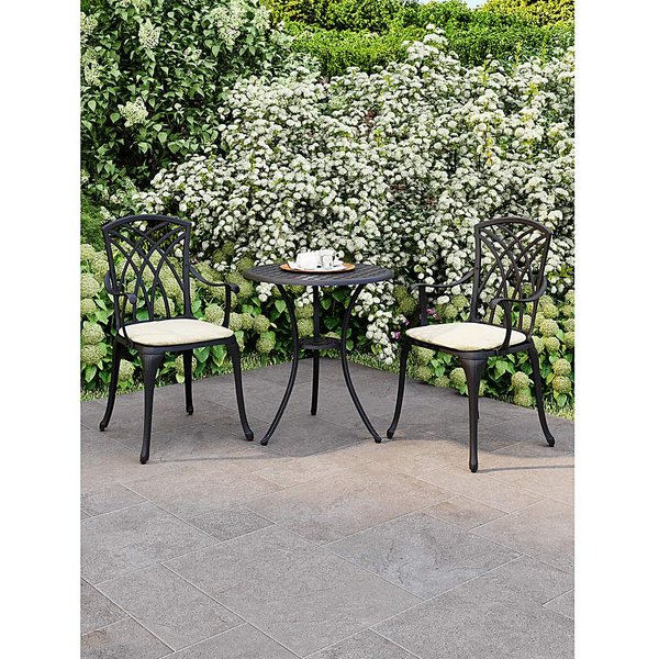 Charles Bentley Cast Aluminium Bistro Set with Cushions