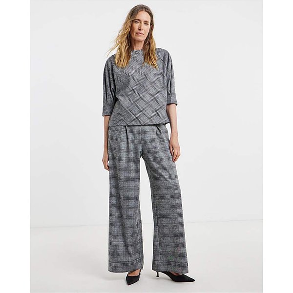 Grey Check Ponte Wide Leg Trouser Grey Check - JD Williams - Size: 24