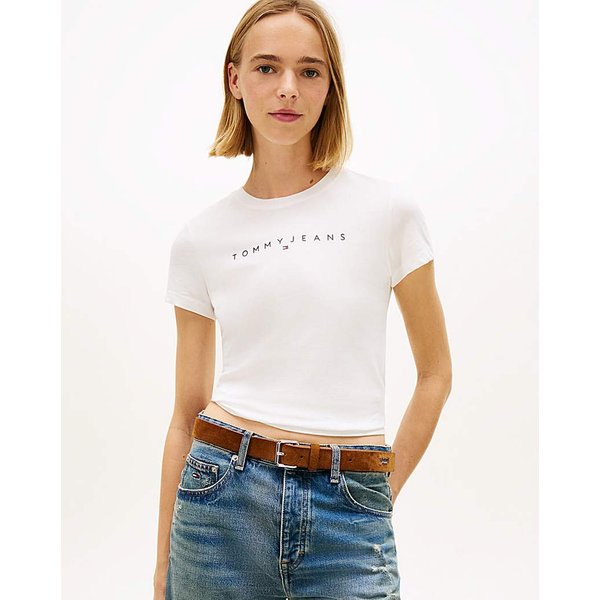 Tommy Jeans Slim Tee Cream - Tommy Jeans - Size: XL