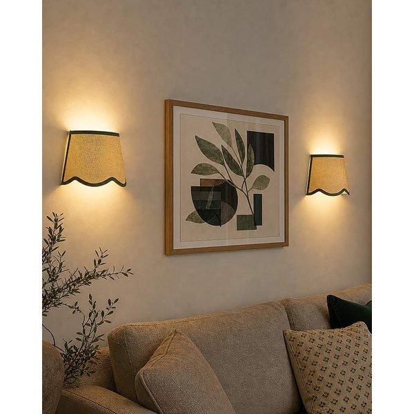 Solenne Scallop Rattan Wall Lights Pair