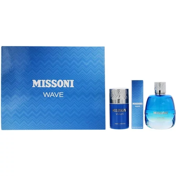 Missoni Wave Eau De Toilette Gift Set 100ml, 10ml Spray + Deodorant Stick 75g