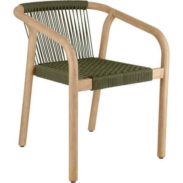Sedia da esterno Kando VEGA; 58x58x75 cm (LxPxH); seduta verde oliva, struttura naturale; 2 pz. / Pacco