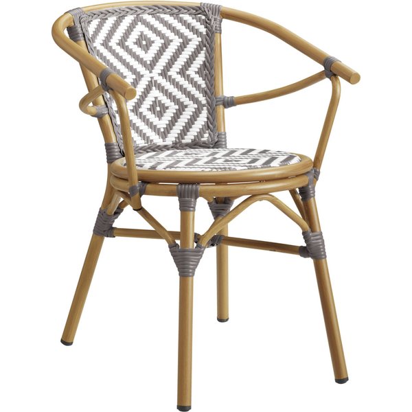 2x VEGA Chaise bistrot d'extérieur Estilo; 59x63x76 cm (lxPxH); Assise gris, Structure brun; 2 pièce(s) / Lot