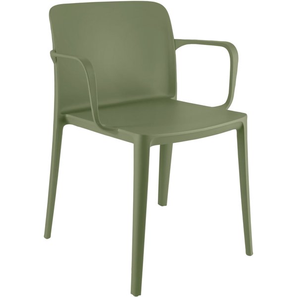 4x PULSIVA Sedia in plastica Rigg con braccioli; 57x55x78 cm (LxPxH); verde; 4 pz. / Pacco