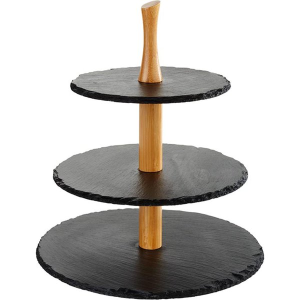 Etagere 3 piani APS; 30x34 cm (ØxH); nero; rotonda