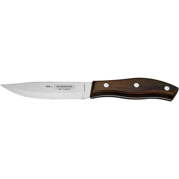 6x VEGA Couteau à steak/pizza Jumbo Picanha à lame pleine; 24 cm (L); argenté, Poignée brun; 6 pièce(s) / Lot