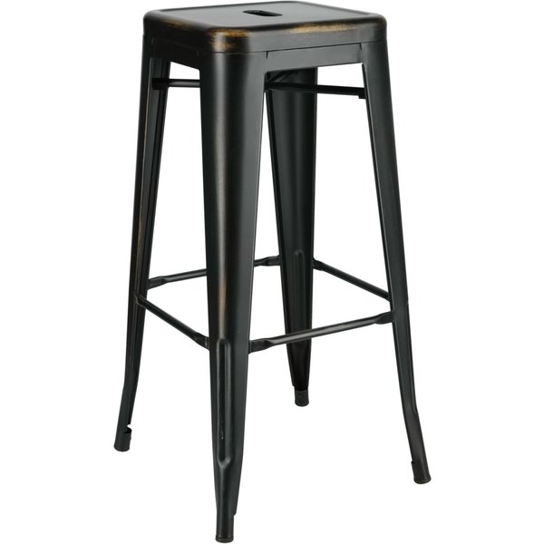 2x PULSIVA Sgabello Ferano stile industriale; 42.8x42.8x75.8 cm (LxPxH); nero/bronzo; 2 pz. / Pacco