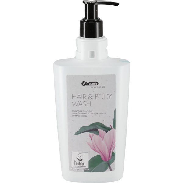 Doccia shampoo monodose per hotel Eco Fresh 2 in 1 V-Touch; 400 ml; blu chiaro; 24 pz. / Pacco
