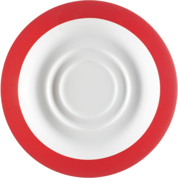 6x PULSIVA Piattino tazza cappuccino / consommè Multi-Color; 15.3x2.1 cm (ØxH); bianco/rosso; rotonda; 6 pz. / Pacco