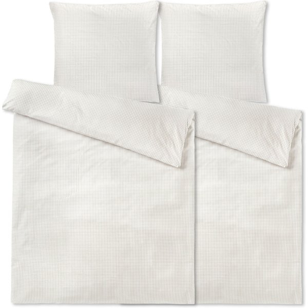 Set biancheria da letto Riva Percalle con motivo a quadri PULSIVA; 135x200 cm (LxL), 80x80 cm (LxL); beige; 2 set / Pacco