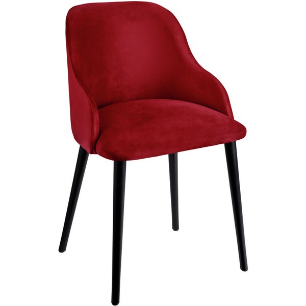 VEGA Chaise rembourrée Almonda velours; 54x64x77.5 cm (lxPxH); Assise rouge, Structure noir