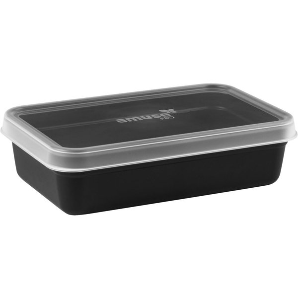 Contenitore take-away riutilizzabile Amuse Pro rettangolare Amuse Pro; 950 ml, 21.5x13.5x5.7 cm (LxLxH); nero; rettangolare; 10 pz. / Pacco