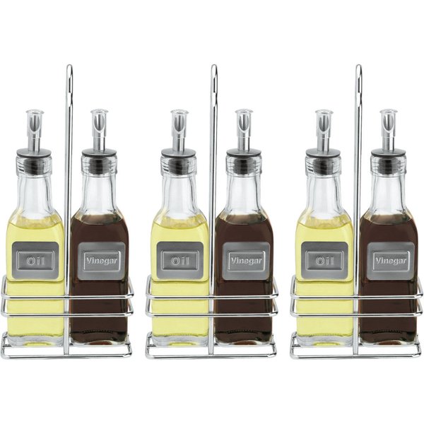 3x PULSIVA Set condimenti in confezione risparmio Belcanto; 170 ml, 10.5x23.5x5.5 cm (LxHxP); argento/trasparente; 3 set / Pacco
