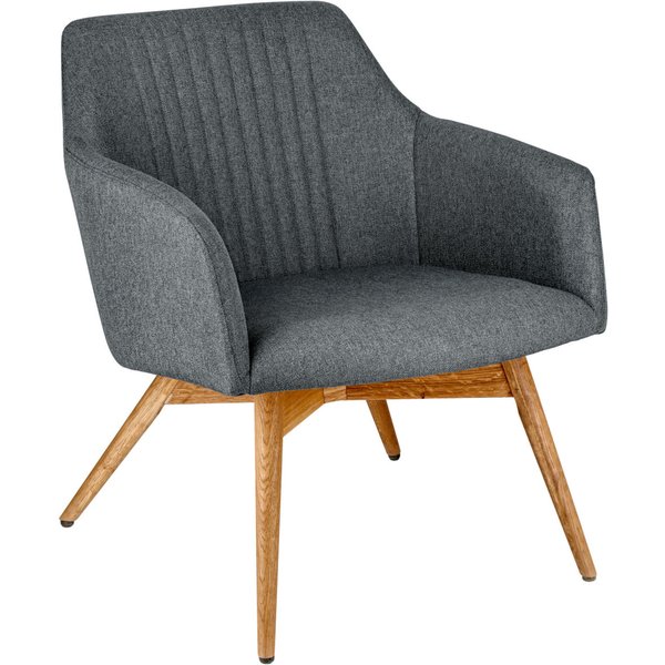 Fauteuil lounge Arne VEGA; 65x76x75.5 cm (lxPxH); Assise anthracite, Structure chêne/naturel