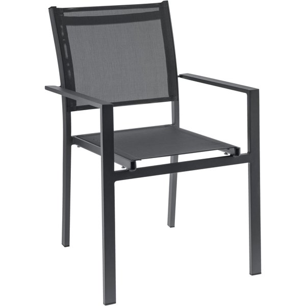 4x PULSIVA Sedia in alluminio Lazy 2.0; 59x58x84 cm (LxPxH); seduta antracite, struttura grigio; 4 pz. / Pacco