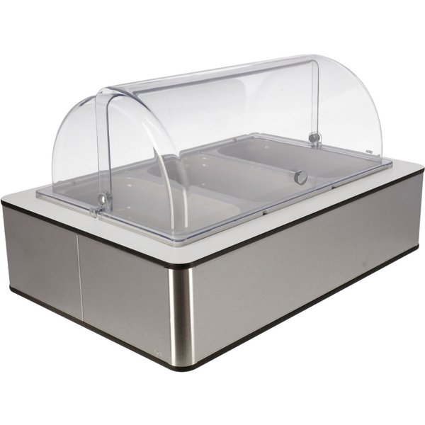 VEGA Set fraîcheur Fundale haut, 6,5 cm, 3x GN 1/3, mélamine blanche; GN 1/1, 63x42.5x33.9 cm (LxlxH); inox/blanc/transparent; rectangulaire