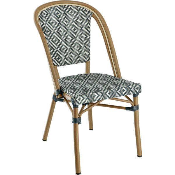 2x VEGA Chaise bistrot d'extérieur Ostera; 47x60x88 cm (lxPxH); gris bleuté/blanc; 2 pièce(s) / Lot