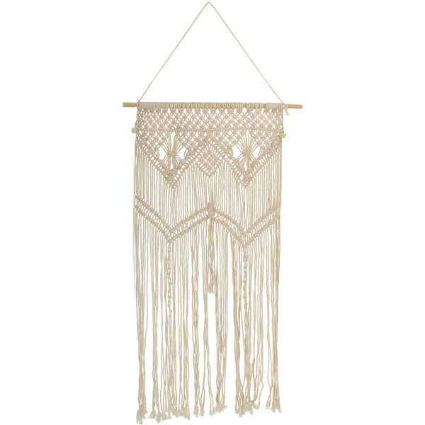 Decorazione pendente in macramè Ayame; 100x52 cm (LxL); bianco crema/marrone