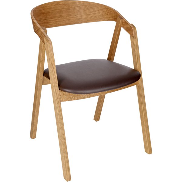 Sedia impilabile Calma in quercia, rivestimento in similpelle VEGA; 54x53x79 cm (LxPxH); seduta marrone, struttura quercia; 2 pz. / Pacco