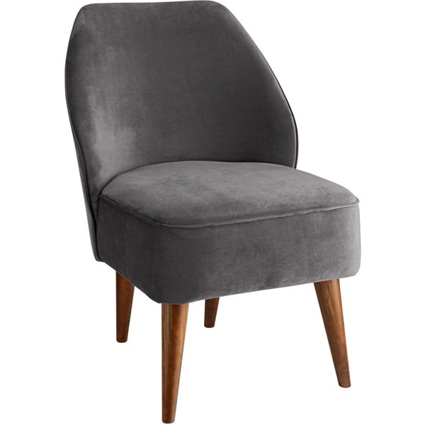 VEGA Fauteuil lounge Velluto velours; 54x60x82 cm (lxPxH); Assise gris