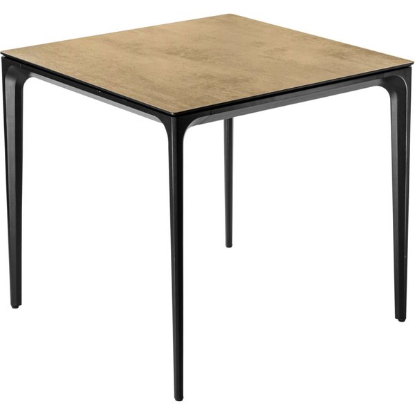 Table d'extérieur Linero carrée VEGA; 80x80x72 cm (LxlxH); Plateau chêne/naturel, Structure noir; carré(e)