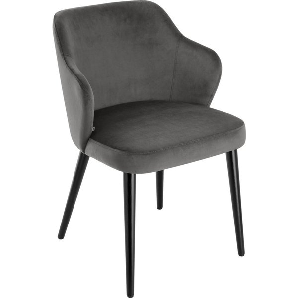 VEGA Poltroncina Katya in velluto; 55x58x81 cm (LxPxH); seduta grigio, struttura nero