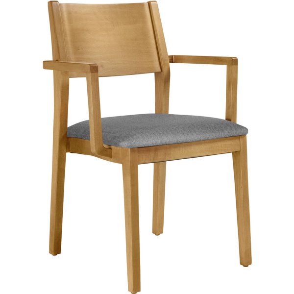 Chaise empilable Stak tissu, avec accoudoirs VEGA; 48x51x86 cm (lxPxH); Assise gris clair, Structure brun clair; 2 pièce(s) / Lot