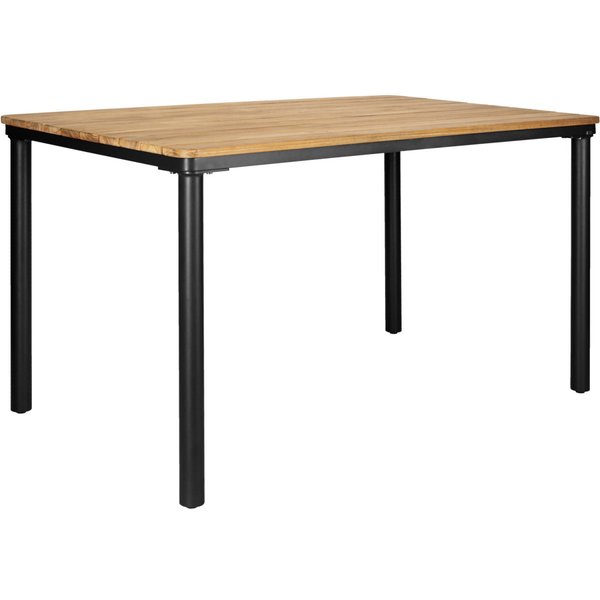 Table d'extérieur en teck Zolia rectangulaire VEGA; 130x80x76 cm (LxlxH); Plateau brun, Structure noir; rectangulaire