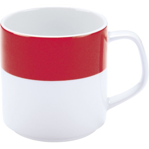 6x PULSIVA Tazza mug Multi-Color; 245 ml, 6x7.8 cm (ØxH); bianco/rosso; rotonda; 6 pz. / Pacco
