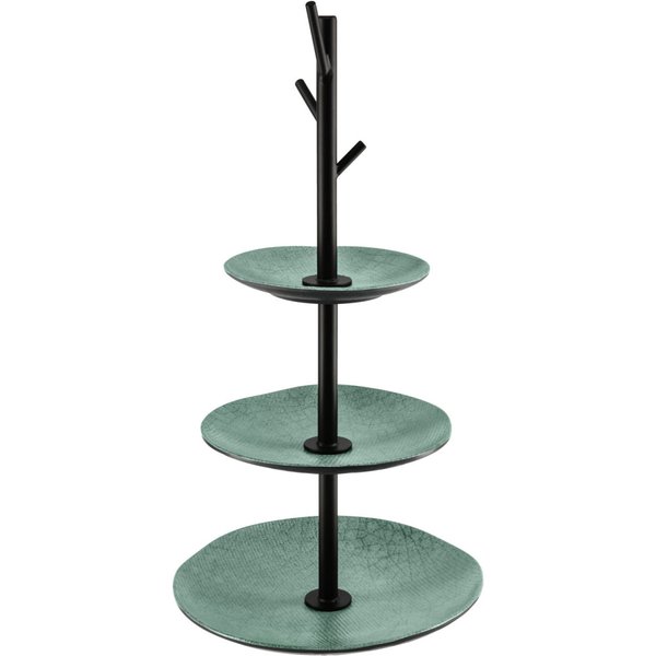 VEGA Etagere Tuska a tre ripiani, con porta brezel; 26x54.4 cm (ØxH); verde/grigio/nero; rotonda