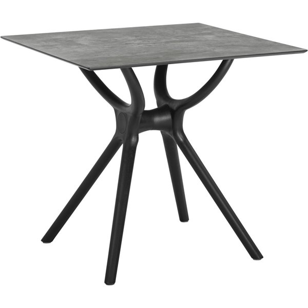 Table bistrot d'extérieur Faro VEGA; 80x80x74 cm (LxlxH); Plateau effet béton, Structure noir; carré(e)