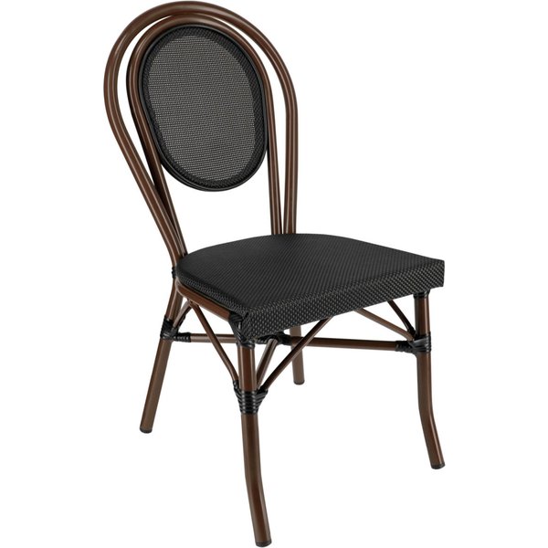 Sedia impilabile da esterno Elm senza braccioli PULSIVA; 43x60x89 cm (LxPxH); seduta nero, struttura marrone; 2 pz. / Pacco