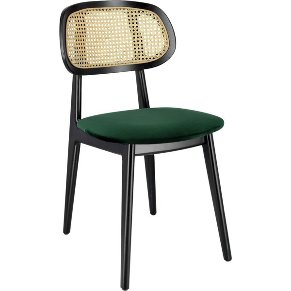 Chaise Vindo velours VEGA; 45x51x83 cm (lxPxH); Assise vert sapin, Structure noir; 2 pièce(s) / Lot