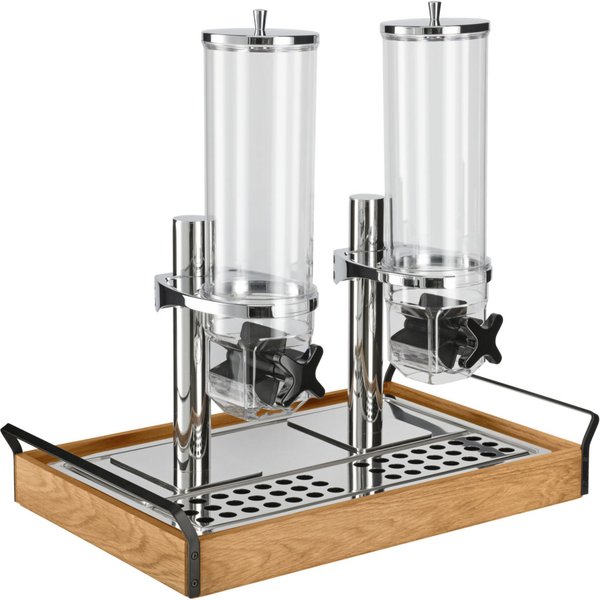 VEGA Dispenser cereali Esino doppio, GN 1/1, 2x 4l; GN 1/1, 61.9x38.6x56.2 cm (LxLxH); quercia/nero/acciaio inox; rettangolare