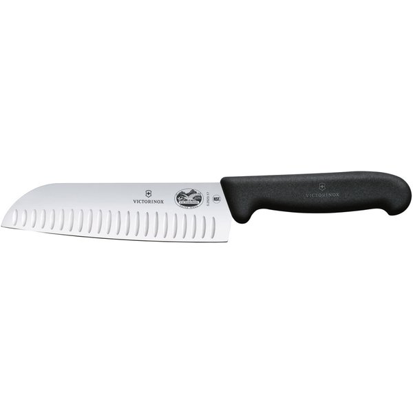 Victorinox Couteau Santoku Fibrox lame alvéolée; Longueur de lame 17 cm, 29.7 cm (L); argenté/noir