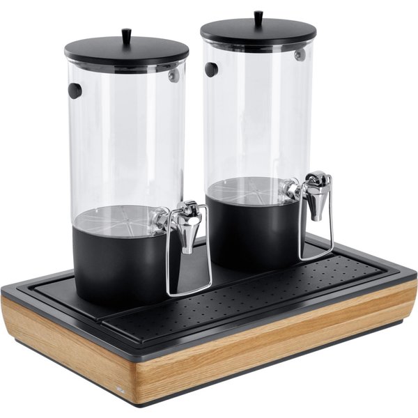 VEGA Dispenser per succhi Montana doppio, GN 1/1, 2x 4l; 55.4x35.2x53 cm (LxLxH); quercia/trasparente/nero