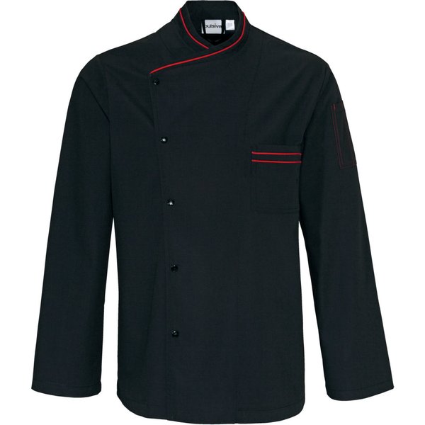 PULSIVA Giacca da cuoco Jonas maniche lunghe; Taglia 60; nero, bordino rosso