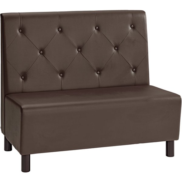 Banquette rembourrée Lerida similicuir, 2 places VEGA; 118x62x102 cm (lxPxH); brun