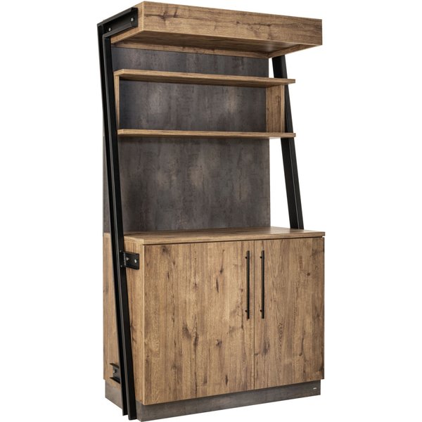 VEGA Vaisselier Baristo Industrial avec portes battantes; 118x61x216 cm (lxPxH); chêne vieilli, Poignée noir